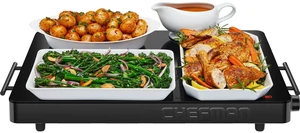 Electric Warming Tray with Adjustable Temperature Control, Perfect For Buffets, Restaurants, Parties, Events, and Home Dinners, Large 21 x 16 Glass-Top Surface Keeps Food Hot Black Electric Warming Tray with Adjustable Temperature Control, Perfect For Buffets, Restaurants, Parties, Events, and Home Dinners, Large 21 x 16 Glass-Top Surface Keeps Food Hot Black