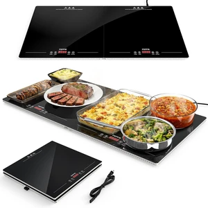 Electric Warming Tray with Independent Temp & Timer Control, 2-in-1 Modular Food Warmer for Parties Buffet, 31"x15" Glass Surface Warming Mat for Food, Ideal for Catering & Gatherings Electric Warming Tray with Independent Temp & Timer Control, 2-in-1 Modular Food Warmer for Parties Buffet, 31"x15" Glass Surface Warming Mat for Food, Ideal for Catering & Gatherings