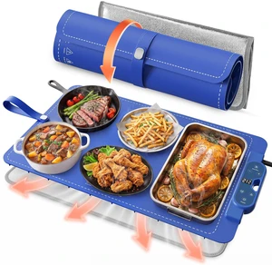 Warming Mat for Food Extra Large 26"x15", 7 Heat Levels, 8 Hour Timer | Electric silicone heating mat for food, countertop warming trays, warming pads for buffets, chafing dishes and parties, Blue Warming Mat for Food Extra Large 26"x15", 7 Heat Levels, 8 Hour Timer | Electric silicone heating mat for food, countertop warming trays, warming pads for buffets, chafing dishes and parties, Blue