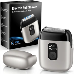 Electric Foil Shavers for Men, Mini Electric Razor with 3 Floating Blades, IPX7 Waterproof Cordless Shaver, LED Battery Display, USB-C Fast Charging & Travel Lock, Champagne Gold Electric Foil Shavers for Men, Mini Electric Razor with 3 Floating Blades, IPX7 Waterproof Cordless Shaver, LED Battery Display, USB-C Fast Charging & Travel Lock, Champagne Gold