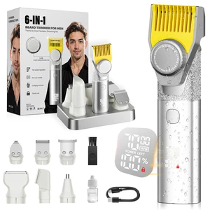 Beard Trimmer for Men, 6-in-1 Men's Grooming Kit,IPX7 Waterproof Wet/Dry, 2-Speed electric razor for men, Easy-Swap Magnetic Heads, LED Display, 20-Length Dial, 4.5-hour battery life,USB-C,Argent Beard Trimmer for Men, 6-in-1 Men's Grooming Kit,IPX7 Waterproof Wet/Dry, 2-Speed electric razor for men, Easy-Swap Magnetic Heads, LED Display, 20-Length Dial, 4.5-hour battery life,USB-C,Argent