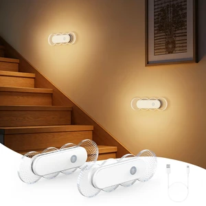 Rechargeable Motion Sensor Night Light, Battery Operated LED Night Light for Kids, Nursery, Bathroom, Toilet, Hallway, Stairs, Closet, Kitchen & Cabinet Cordless Magnetic Wall Sconce, 2 Pack Rechargeable Motion Sensor Night Light, Battery Operated LED Night Light for Kids, Nursery, Bathroom, Toilet, Hallway, Stairs, Closet, Kitchen & Cabinet Cordless Magnetic Wall Sconce, 2 Pack