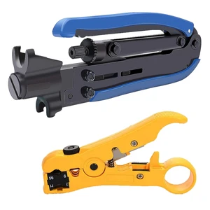 Adjustable RG6 RG11 Coax Cable Crimper Kit - RG6 & RG11 Compression Tool, Stripper Adjustable RG6 RG11 Coax Cable Crimper Kit - RG6 & RG11 Compression Tool, Stripper
