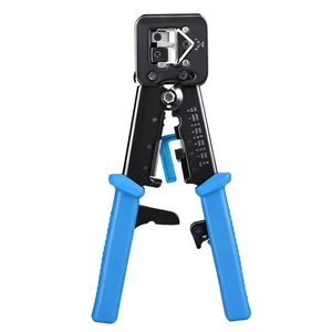 Modular RJ45 Crimp Tool for Pass-Through Connectors | Built-in Wire Cutter and Stripper, Includes 10-Pack Cat6 RJ45 Connectors, Pass-through Ethernet Crimper Modular RJ45 Crimp Tool for Pass-Through Connectors | Built-in Wire Cutter and Stripper, Includes 10-Pack Cat6 RJ45 Connectors, Pass-through Ethernet Crimper