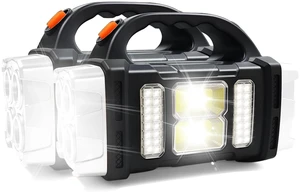 Solar Handheld Flashlight, 4 Lighting Modes Rechargeable LED Work Light, USB-C & Solar Powered Portable Lantern,Emergency Camping Light for Outdoor, Hiking, Power Outage (Silver-2pcs) Solar Handheld Flashlight, 4 Lighting Modes Rechargeable LED Work Light, USB-C & Solar Powered Portable Lantern,Emergency Camping Light for Outdoor, Hiking, Power Outage (Silver-2pcs)