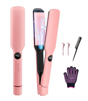 Hair Straightener,11 Temp, Ceramic Floating Plate with LED Display,Wide Flat Iron, Negative Ion, Auto Shut-Off & Global Voltage, Pink Hair Straightener,11 Temp, Ceramic Floating Plate with LED Display,Wide Flat Iron, Negative Ion, Auto Shut-Off & Global Voltage, Pink