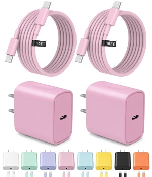 10FT iPhone 18 17 16 15 Charger Fast Charging USB C Charger Block | for iPhones, iPads,Tablets,Android,2-Pack 20W iPhone Charger Type C Chagrer Fast Charging with Extra Long USB-C Cables(Pink) 10FT iPhone 18 17 16 15 Charger Fast Charging USB C Charger Block | for iPhones, iPads,Tablets,Android,2-Pack 20W iPhone Charger Type C Chagrer Fast Charging with Extra Long USB-C Cables(Pink)