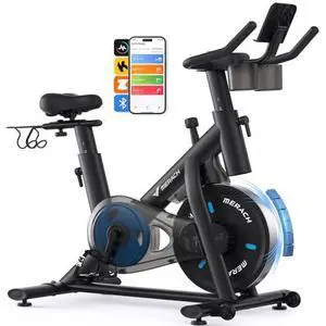 MERACH Exercise Bike, Brake Pad Stationary Bike with Exclusive App, Low Noise Indoor Cycling Bike with 300lbs Weight Capacity, Tablet Mount and Fitness Courses for Weight Loss MERACH Exercise Bike, Brake Pad Stationary Bike with Exclusive App, Low Noise Indoor Cycling Bike with 300lbs Weight Capacity, Tablet Mount and Fitness Courses for Weight Loss