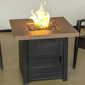 OutVue 28 Inch Propane Fire Pit Table, Outdoor Gas Fire Pits with Lid & Lava Rock, 50000 BTU Firepit for Dinning, Party in Outside, Patio, Garden or Yard(Black&Brown) OutVue 28 Inch Propane Fire Pit Table, Outdoor Gas Fire Pits with Lid & Lava Rock, 50000 BTU Firepit for Dinning, Party in Outside, Patio, Garden or Yard(Black&Brown)