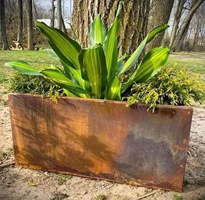 Medium Steel Rectangular Planter - Planter Box - Outdoor Planters - Tall Planter - Raw Steel Will Develop Natural Rusty Patina Medium Steel Rectangular Planter - Planter Box - Outdoor Planters - Tall Planter - Raw Steel Will Develop Natural Rusty Patina