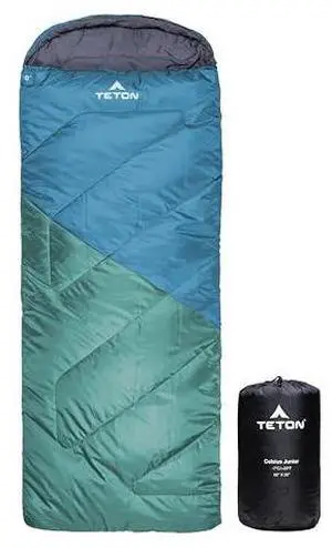 Teton Junior, 20 Degree and 0 Degree Sleeping Bags. Finally, Sleeping Bag for Boys, Girls, All Kids, Warm and Comfortable, for All Camping Weather and Built to Last Teton Junior, 20 Degree and 0 Degree Sleeping Bags. Finally, Sleeping Bag for Boys, Girls, All Kids, Warm and Comfortable, for All Camping Weather and Built to Last
