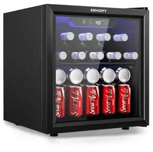 EUHOMY 48 Can Beverage Refrigerator cooler-Mini Fridge Glass Door for Beer Drinks Wines, Countertop Beverage Fridge with Adjustable Shelves Blue LED for Home/Office/Dorm/Bar, 1.3 cu.ft EUHOMY 48 Can Beverage Refrigerator cooler-Mini Fridge Glass Door for Beer Drinks Wines, Countertop Beverage Fridge with Adjustable Shelves Blue LED for Home/Office/Dorm/Bar, 1.3 cu.ft