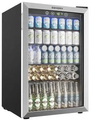 EUHOMY 4.5 Cu.ft Beverage Refrigerator and Cooler, 145 Can Mini fridge with Glass Door for Soda Beer Wine, Small Drink Dispenser with Digital Adjustable Thermostat for Home Office Bar EUHOMY 4.5 Cu.ft Beverage Refrigerator and Cooler, 145 Can Mini fridge with Glass Door for Soda Beer Wine, Small Drink Dispenser with Digital Adjustable Thermostat for Home Office Bar