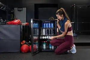 EUHOMY Beverage Refrigerator and Cooler, 128 Can Mini fridge with Glass Door, Small Refrigerator with Adjustable Shelves for Soda Beer or Wine, Home/Bar/Office, Black EUHOMY Beverage Refrigerator and Cooler, 128 Can Mini fridge with Glass Door, Small Refrigerator with Adjustable Shelves for Soda Beer or Wine, Home/Bar/Office, Black