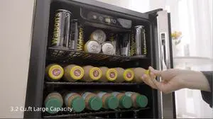 EUHOMY Beverage Refrigerator and Cooler, 128 Can Mini fridge with Glass Door, Small Refrigerator with Adjustable Shelves for Soda Beer or Wine, Perfect for Home/Bar/Office, Silver EUHOMY Beverage Refrigerator and Cooler, 128 Can Mini fridge with Glass Door, Small Refrigerator with Adjustable Shelves for Soda Beer or Wine, Perfect for Home/Bar/Office, Silver