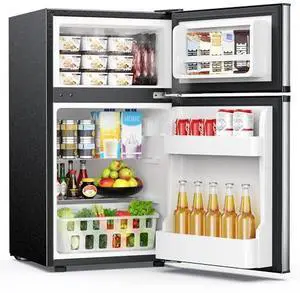 EUHOMY Mini Fridge with Freezer, 3.2 Cu.Ft Mini Refrigerator fridge, 2 door For Bedroom/Dorm/Office/Apartment - Food Storage or Cooling drinks, Silver EUHOMY Mini Fridge with Freezer, 3.2 Cu.Ft Mini Refrigerator fridge, 2 door For Bedroom/Dorm/Office/Apartment - Food Storage or Cooling drinks, Silver