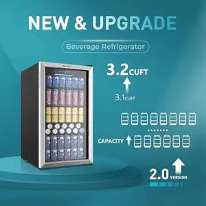 EUHOMY Beverage Refrigerator Cooler, 128 Can Mini Fridge with Glass Door for Soda Beer or Wine, Beverage Cooler for Home, Office, Bar with Adjustable Removable Shelves, Silver EUHOMY Beverage Refrigerator Cooler, 128 Can Mini Fridge with Glass Door for Soda Beer or Wine, Beverage Cooler for Home, Office, Bar with Adjustable Removable Shelves, Silver