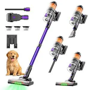 Cordless Vacuum Cleaner, 500W 40KPa 60Mins Vacuum Cleaners for Home, Wireless Vacumm Anti-Tangle Rechargeable Vacuum with Green Light for Pet Hair/Carpet/Hardwood Floor, Purple Cordless Vacuum Cleaner, 500W 40KPa 60Mins Vacuum Cleaners for Home, Wireless Vacumm Anti-Tangle Rechargeable Vacuum with Green Light for Pet Hair/Carpet/Hardwood Floor, Purple