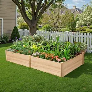 SPECRAFT 8x4 Ft Wood Raised Garden Bed, Durable 15 Inch Depth Planter Box for Vegetables, Herbs, and Flowers, Ideal for Outdoor Gardening with Open Base SPECRAFT 8x4 Ft Wood Raised Garden Bed, Durable 15 Inch Depth Planter Box for Vegetables, Herbs, and Flowers, Ideal for Outdoor Gardening with Open Base