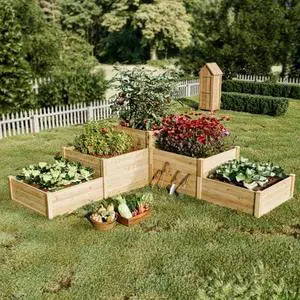 SPECRAFT Raised Garden Bed 3-Tier Outdoor Planter Box, Fir Wood with Dividers, Shape Adjustable, Tool-Free Assembly, Ideal for Growing Vegetables, Herbs & Flowers SPECRAFT Raised Garden Bed 3-Tier Outdoor Planter Box, Fir Wood with Dividers, Shape Adjustable, Tool-Free Assembly, Ideal for Growing Vegetables, Herbs & Flowers