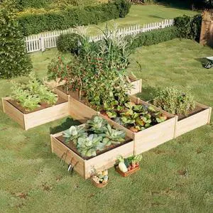 SPECRAFT H-Shaped Raised Garden Bed, 12x12x2 ft, Double-Layer Wooden Planter Box for Outdoor Patio Garden180 cu. ft Capacity SPECRAFT H-Shaped Raised Garden Bed, 12x12x2 ft, Double-Layer Wooden Planter Box for Outdoor Patio Garden180 cu. ft Capacity
