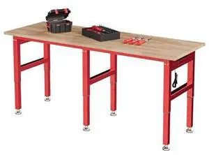 SPECRAFT 72" Red Adjustable Heavy Duty Workbench with 4 AC Outlet and 2 USB Ports Power Outlets, 6000 Lbs Capacity, Rubber Wood Top for Garage, Workshop, Office SPECRAFT 72" Red Adjustable Heavy Duty Workbench with 4 AC Outlet and 2 USB Ports Power Outlets, 6000 Lbs Capacity, Rubber Wood Top for Garage, Workshop, Office