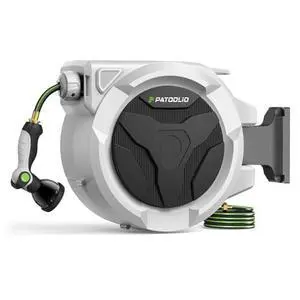 Retractable Garden Hose Reel 100ft, 1/2'' Wall Mounted Water Hose Reel Heavy Duty with 10 Pattern Nozzle, Slow Auto Rewind, Any Length Lock, 180° Swivel Bracket Retractable Garden Hose Reel 100ft, 1/2'' Wall Mounted Water Hose Reel Heavy Duty with 10 Pattern Nozzle, Slow Auto Rewind, Any Length Lock, 180° Swivel Bracket