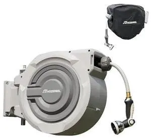 150FT x 1/2"Retractable Garden Hose Reel by HOZEREEL, Outdoor Garden Hose Reels - Self Retract Wall Mount Hose Reel Automatic Storage, Any Length Lock, 10 Pattern Nozzle,Hose Reel Cover 150FT x 1/2"Retractable Garden Hose Reel by HOZEREEL, Outdoor Garden Hose Reels - Self Retract Wall Mount Hose Reel Automatic Storage, Any Length Lock, 10 Pattern Nozzle,Hose Reel Cover