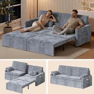 Ahomly 78.7 King Size Convertible Sofa Bed, 6-in-1 Sleeper Sofa with Pull-Out Bed, Corduroy Couch with Side Pockets, Modern Loveseat for Living Room Bedroom Apartment, Grey Ahomly 78.7 King Size Convertible Sofa Bed, 6-in-1 Sleeper Sofa with Pull-Out Bed, Corduroy Couch with Side Pockets, Modern Loveseat for Living Room Bedroom Apartment, Grey