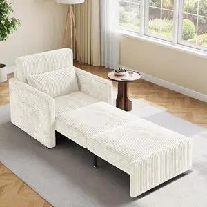 Ahomly 75.2" Sleeper Chair Pull Out Bed, 3 in 1 Corduroy Chair Bed Sleeper for Adults, Multi-Functional Single Sofa with Side Pockets for Living Room, Small Place, Beige Ahomly 75.2" Sleeper Chair Pull Out Bed, 3 in 1 Corduroy Chair Bed Sleeper for Adults, Multi-Functional Single Sofa with Side Pockets for Living Room, Small Place, Beige
