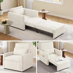 Ahomly 75.2" Sleeper Chair Pull Out Bed, 3 in 1 Corduroy Chair Bed Sleeper for Adults, Multi-Functional Single Sofa with Side Pockets for Living Room, Small Place, Beige Ahomly 75.2" Sleeper Chair Pull Out Bed, 3 in 1 Corduroy Chair Bed Sleeper for Adults, Multi-Functional Single Sofa with Side Pockets for Living Room, Small Place, Beige