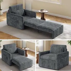 Ahomly 75.2" Long Convertible Sofa Bed for Adults, 3 in 1 Pull Out Sleeper Chair, Corduroy Armchair Chair Bed & Single Sleeper with Pillow for Dorm/Bedroom, Dark Grey Ahomly 75.2" Long Convertible Sofa Bed for Adults, 3 in 1 Pull Out Sleeper Chair, Corduroy Armchair Chair Bed & Single Sleeper with Pillow for Dorm/Bedroom, Dark Grey