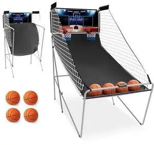 Arcade Basketball Game, Dual Shot Electronic Basketball Game with 8 Game Modes, LCD Score Display, and 4 Rubber Balls, Indoor Basketball Arcade Game for Home Arcade Basketball Game, Dual Shot Electronic Basketball Game with 8 Game Modes, LCD Score Display, and 4 Rubber Balls, Indoor Basketball Arcade Game for Home