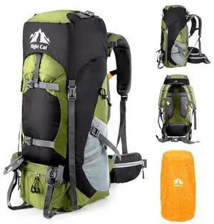 Night Cat Hiking Backpacks 70L Camping Backpacking Packs for Men Women Lightweight Outdoor for Mountaineering Traveling, No Internal Frame Night Cat Hiking Backpacks 70L Camping Backpacking Packs for Men Women Lightweight Outdoor for Mountaineering Traveling, No Internal Frame