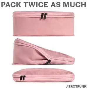Aerotrunk Compression Packing Cubes for Travel - Luggage Organizer Bags - Double Zipper Packing Cubes for Suitcases (12-Pack, Rose) Aerotrunk Compression Packing Cubes for Travel - Luggage Organizer Bags - Double Zipper Packing Cubes for Suitcases (12-Pack, Rose)
