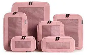 Aerotrunk Compression Packing Cubes for Travel - Luggage Organizer Bags - Double Zipper Packing Cubes for Suitcases (6-Pack, Rose) Aerotrunk Compression Packing Cubes for Travel - Luggage Organizer Bags - Double Zipper Packing Cubes for Suitcases (6-Pack, Rose)