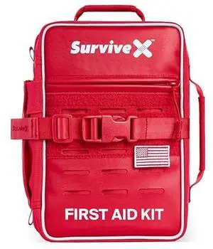 SurviveX Large Pro First Aid Kit for Car, Travel & Home - Emergency Kit for Hiking, Camping, Backpacking and Outdoors - Includes Zip Stitch Wound Closure Strips SurviveX Large Pro First Aid Kit for Car, Travel & Home - Emergency Kit for Hiking, Camping, Backpacking and Outdoors - Includes Zip Stitch Wound Closure Strips