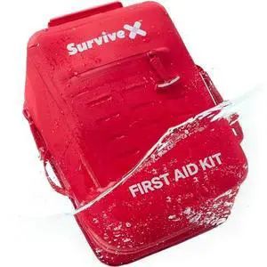 SurviveX Large Waterproof First Aid Kit for Car, Travel & Home - Emergency Kit for Hiking, Camping, Backpacking and Outdoors - Includes Zip Stitch Wound Closure Strips SurviveX Large Waterproof First Aid Kit for Car, Travel & Home - Emergency Kit for Hiking, Camping, Backpacking and Outdoors - Includes Zip Stitch Wound Closure Strips