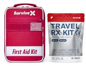 SurviveX Complete Travel Medicine Kit and First Aid Kit Bundle for Emergencies, Home, Car, and Outdoor Adventures SurviveX Complete Travel Medicine Kit and First Aid Kit Bundle for Emergencies, Home, Car, and Outdoor Adventures