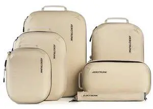 Aerotrunk Ultralight Compression Packing Cubes - Lightweight Travel Organizers for Suitcases and Luggage (6-Pack, Beige) Aerotrunk Ultralight Compression Packing Cubes - Lightweight Travel Organizers for Suitcases and Luggage (6-Pack, Beige)
