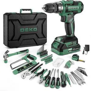 Green Drill Tool Kit Set: 20V Cordless Power Drill Tool Box with Battery Electric Drill Driver for Men Home Hand Repair Basic Toolbox Tools Sets Drills Case Green Drill Tool Kit Set: 20V Cordless Power Drill Tool Box with Battery Electric Drill Driver for Men Home Hand Repair Basic Toolbox Tools Sets Drills Case