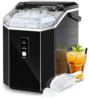 AGLUCKY Nugget Ice Maker Countertop, Portable Crushed Ice Maker Machine with Handle, 35lbs/24H, One-Click Operation, Self Cleaning Ice Machine for Home/Kitchen/Office(Black) AGLUCKY Nugget Ice Maker Countertop, Portable Crushed Ice Maker Machine with Handle, 35lbs/24H, One-Click Operation, Self Cleaning Ice Machine for Home/Kitchen/Office(Black)