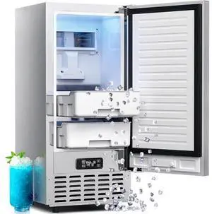 Kismile Undercounter Nugget Ice Maker, Pebble Ice Machine 80 lbs/Day, 24H Timer, Self-Cleaning, Double Ice Baskets, Built-in Ice Maker for Home & Office, Grey Kismile Undercounter Nugget Ice Maker, Pebble Ice Machine 80 lbs/Day, 24H Timer, Self-Cleaning, Double Ice Baskets, Built-in Ice Maker for Home & Office, Grey