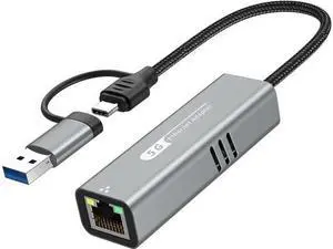 5G USB 3.2 Ethernet Adapter with RTL8157, 2-in-1 USB-A/Type-C to 5Gbps Network Card RJ45 LAN Converter for PC Laptop Windows Mac OS Linux(5Gbps Need Type-C > 3.2) 5G USB 3.2 Ethernet Adapter with RTL8157, 2-in-1 USB-A/Type-C to 5Gbps Network Card RJ45 LAN Converter for PC Laptop Windows Mac OS Linux(5Gbps Need Type-C > 3.2)