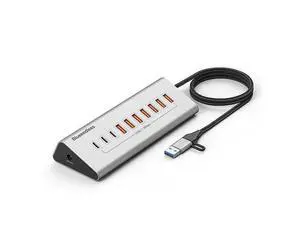 Aluminium 10Gbps USB-A 10Gbps USB-C Hub 10-Ports Data Sync USB3.2 USB 3.2 Type C Hub Splitter 12V/3A Power Adapter Aluminium 10Gbps USB-A 10Gbps USB-C Hub 10-Ports Data Sync USB3.2 USB 3.2 Type C Hub Splitter 12V/3A Power Adapter