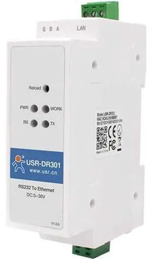 USR-DR301 DIN-Rail RS232 Serial to Ethernet Converter Tiny Size RS232 Ethernet Serial Device Server Supports Websocket USR-DR301 DIN-Rail RS232 Serial to Ethernet Converter Tiny Size RS232 Ethernet Serial Device Server Supports Websocket