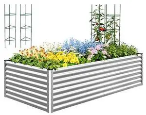 Quictent Galvanized Raised Garden Bed 8x4x2 Ft Tall Metal Planter Box for Vegetables Outdoor Bottomless for Backyard, 2 Tomato Cages Included, 22.04" Deep (Silver) Quictent Galvanized Raised Garden Bed 8x4x2 Ft Tall Metal Planter Box for Vegetables Outdoor Bottomless for Backyard, 2 Tomato Cages Included, 22.04" Deep (Silver)