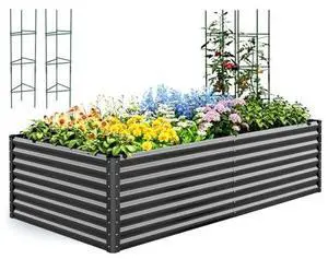 Quictent Galvanized Raised Garden Bed 8x4x2 Ft Tall Metal Planter Box for Vegetables Bottomless for Backyard, 2 Tomato Cages Included, 22.04" Deep, Dark Grey Quictent Galvanized Raised Garden Bed 8x4x2 Ft Tall Metal Planter Box for Vegetables Bottomless for Backyard, 2 Tomato Cages Included, 22.04" Deep, Dark Grey