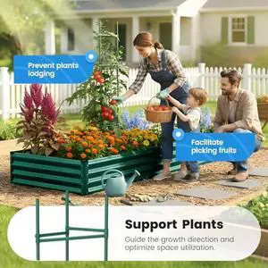 Quictent Galvanized Raised Garden Bed 8x4x1 Ft Metal Planter Box for Vegetables Bottomless for Backyard, 2 Tomato Cages Included, Green 2PCS Quictent Galvanized Raised Garden Bed 8x4x1 Ft Metal Planter Box for Vegetables Bottomless for Backyard, 2 Tomato Cages Included, Green 2PCS