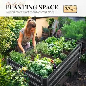 KING BIRD Large Raised Garden Bed with Legs Galvanized Elevated Planter Box 48×24×32 in for Backyard, Patio, Balcony, 400lb Capacity, Dark Grey KING BIRD Large Raised Garden Bed with Legs Galvanized Elevated Planter Box 48×24×32 in for Backyard, Patio, Balcony, 400lb Capacity, Dark Grey